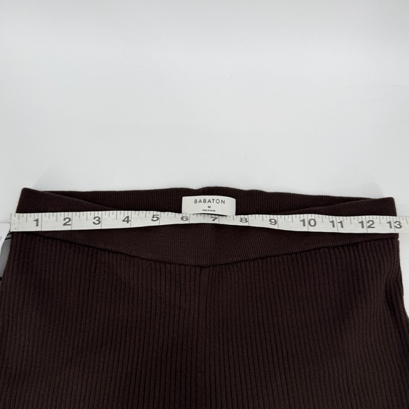 NWT Babaton Aritzia Rich Mocha Brown‎ Rib Knit Leggings Side Slits M - Picture 9 of 11